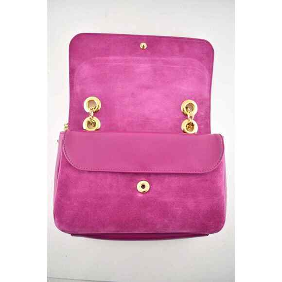 Gucci Marina Small Fuchsia Pink Suede Gold Logo Chain Shoulder Crossbody Bag - Picture 11 of 12